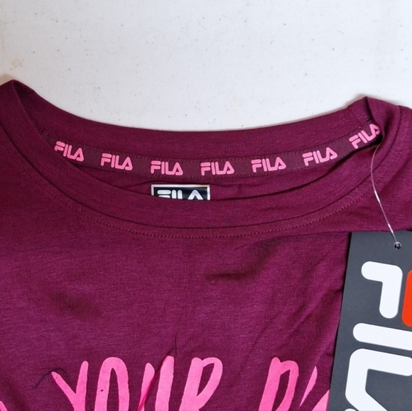 NWT! FILA Women's 'Own Your Power' Graphic Training Workout Top, Purple & Pink - Picture 4 of 7